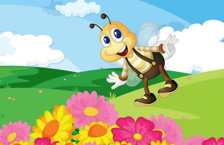 Bee in het veld vector