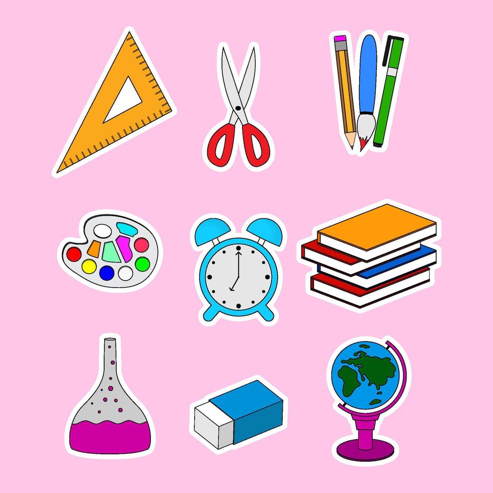 set schoolstickers vector