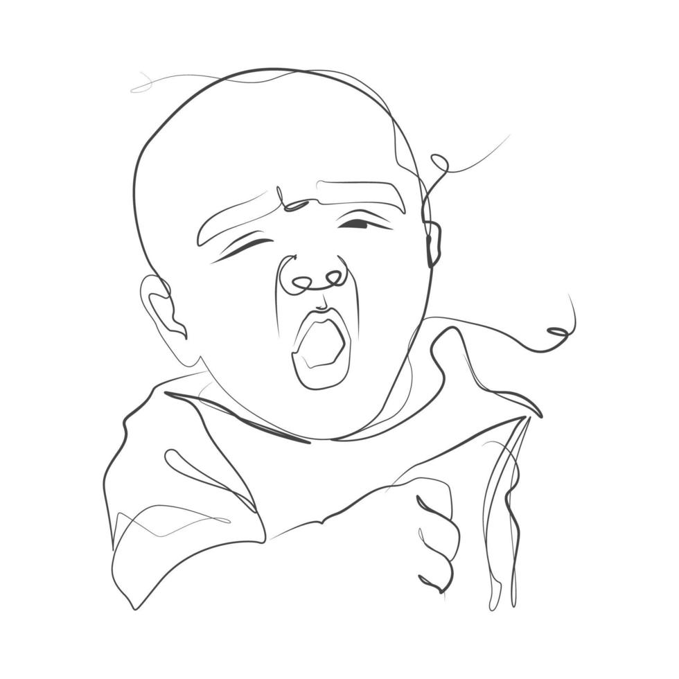 lineaire vectorillustratie van een gapende baby vector