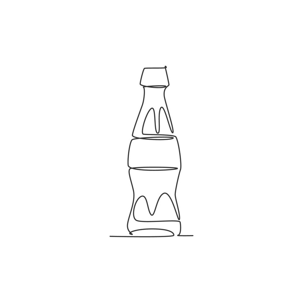 enkele doorlopende lijntekening van gestileerde frisdrank op het logo van een glazen fles. embleem drankje winkelconcept. moderne één lijntekening ontwerp vectorillustratie voor café, winkel of voedselbezorgservice vector