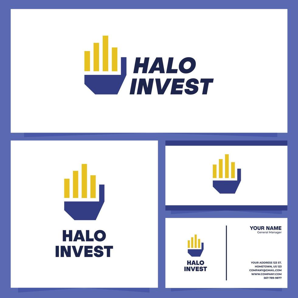 halo invest logo-ontwerp en brandingpakket vector