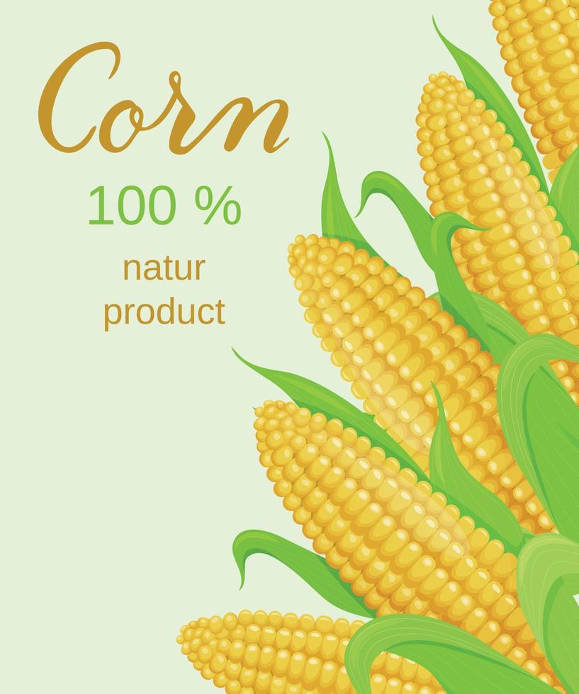 reclamebanner met rijpe gouden maïs. natuurproduct. vector