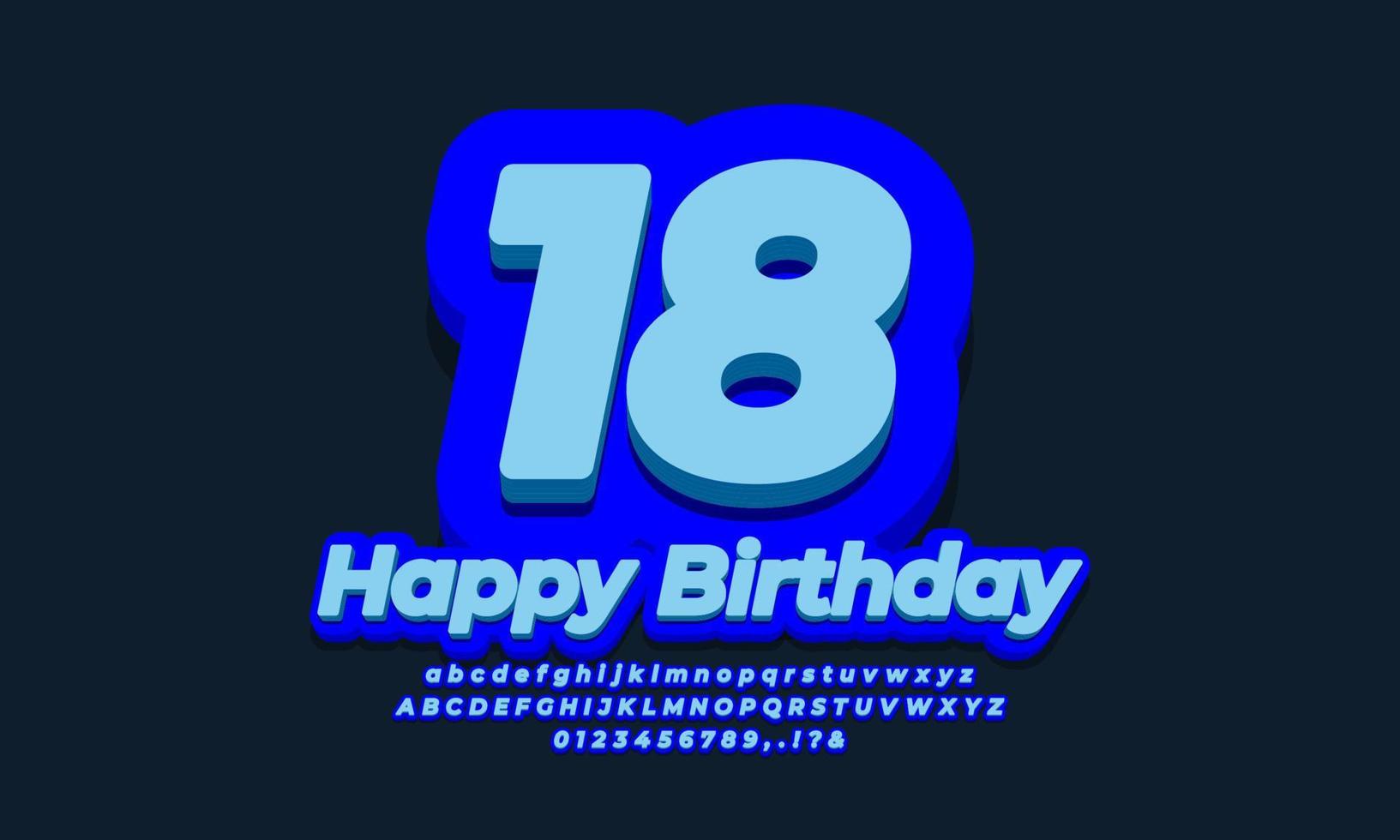 nummer achttien jaar viering verjaardag 3d blauw ontwerp vector