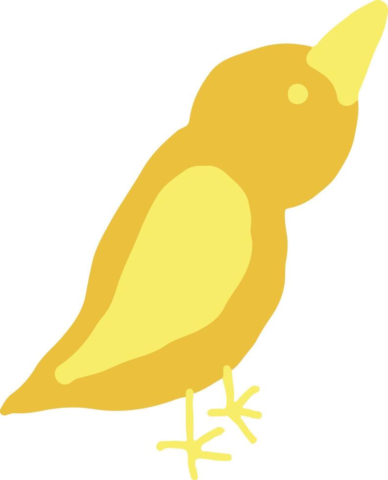 vogelpictogram, sticker. hand getrokken doodle. trendy kleuren 2021 goud, geel. baby, kuiken lente pasen vector