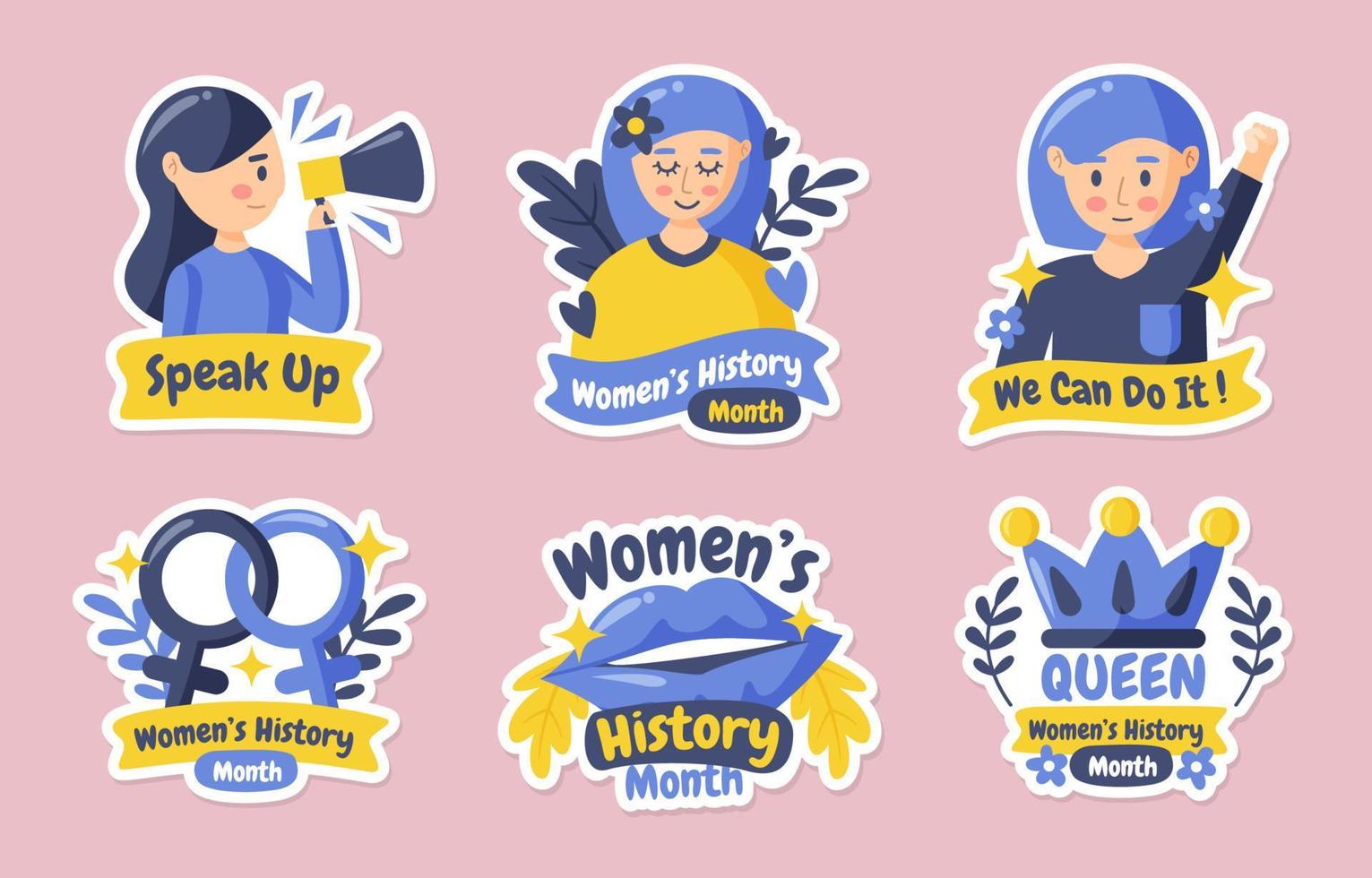 vrouwen geschiedenis maand sticker vector