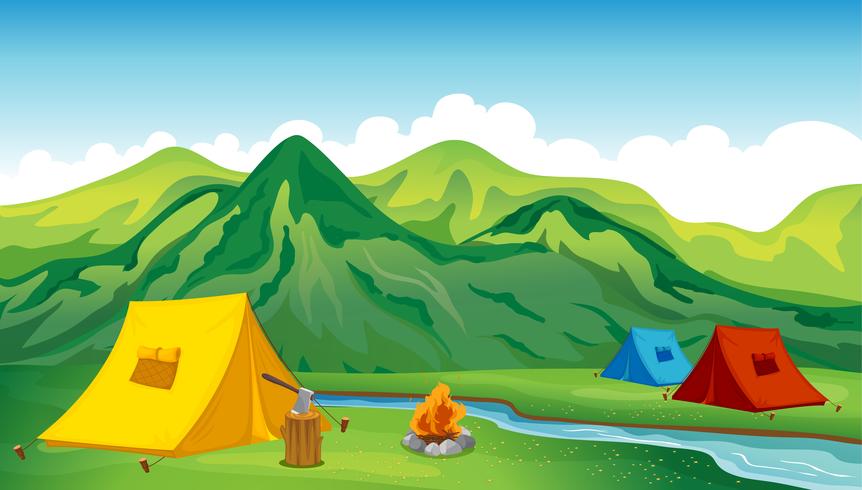 Camping tenten vector