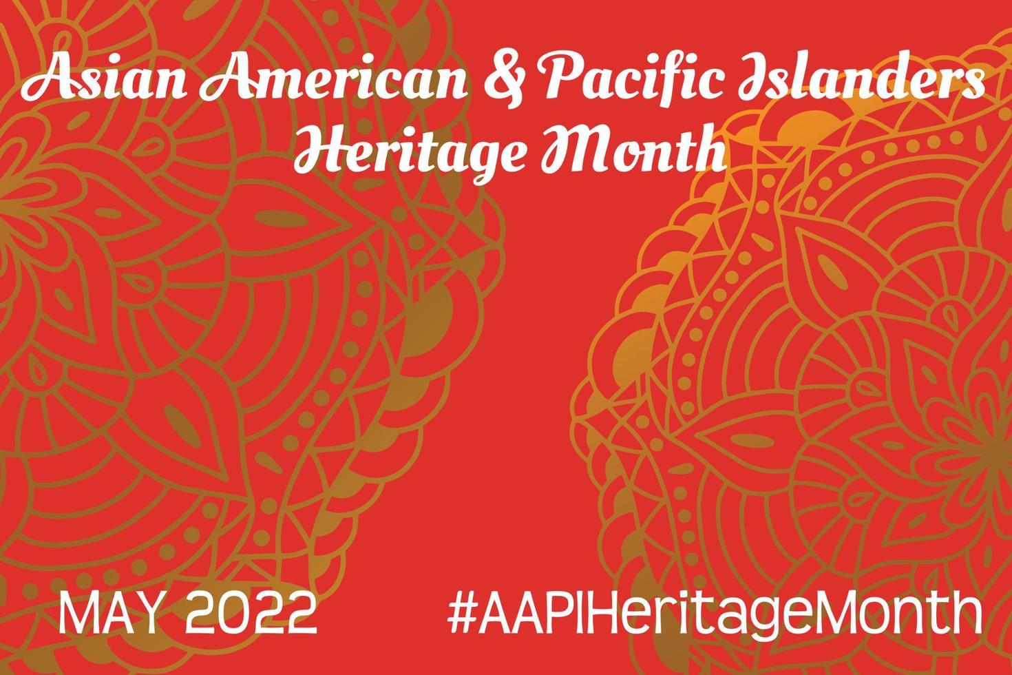 Aziatische Amerikaanse, Pacific Islanders Heritage Month - viering in de VS. vector banner met abstracte mandala kleurovergang gouden symbool ornament op rode achtergrond. wenskaart, banner aapi