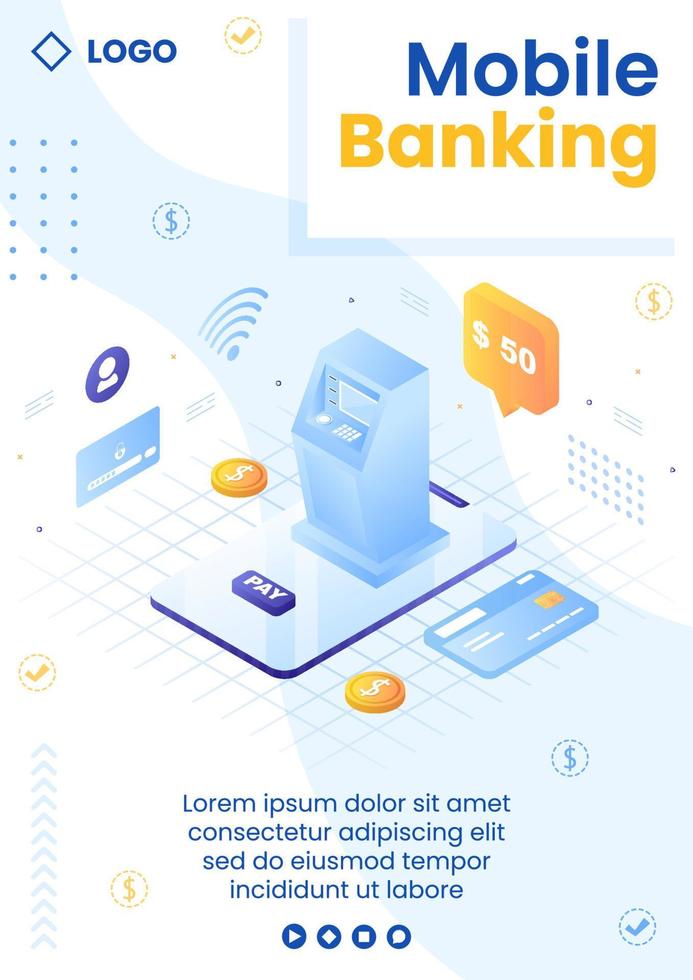 online e-banking app, portemonnee of bank creditcard flyer sjabloon vlakke afbeelding bewerkbare vierkante achtergrond voor overschrijving en betaling sociale media vector