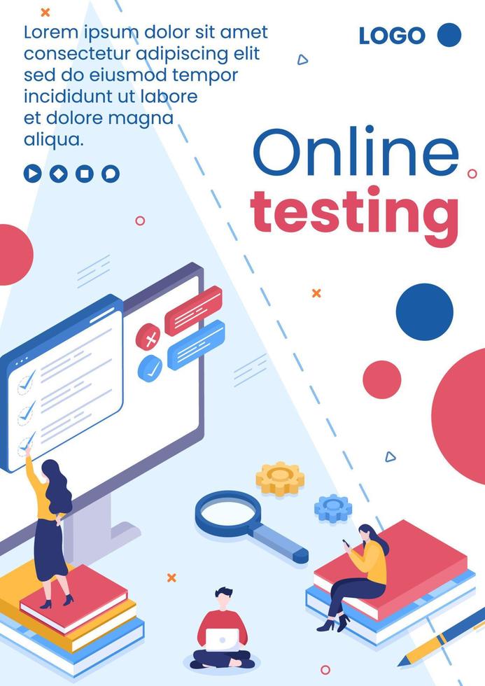 online testcursus flyer sjabloon plat ontwerp illustratie bewerkbaar van vierkante achtergrond voor sociale media, e-learning en onderwijsconcept vector