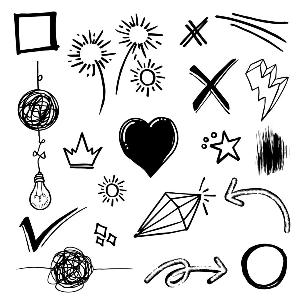 doodle element vector set, voor conceptontwerp.