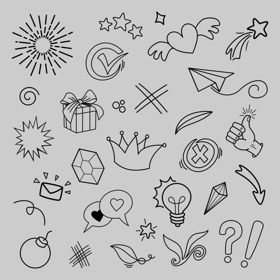 doodle element vector set, voor conceptontwerp.