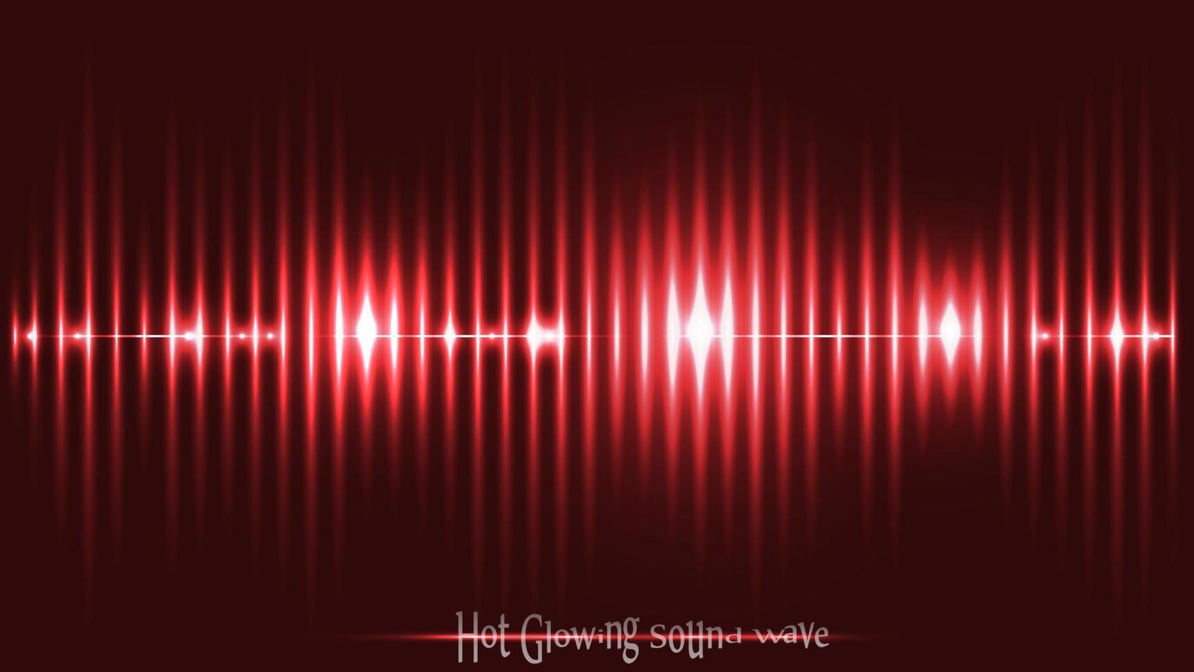 gloeiende roodgloeiende geluidsgolf met gestippelde frequentielijnen en neoneffectenstijl. smeulende lijnen samenstelling behang. vector