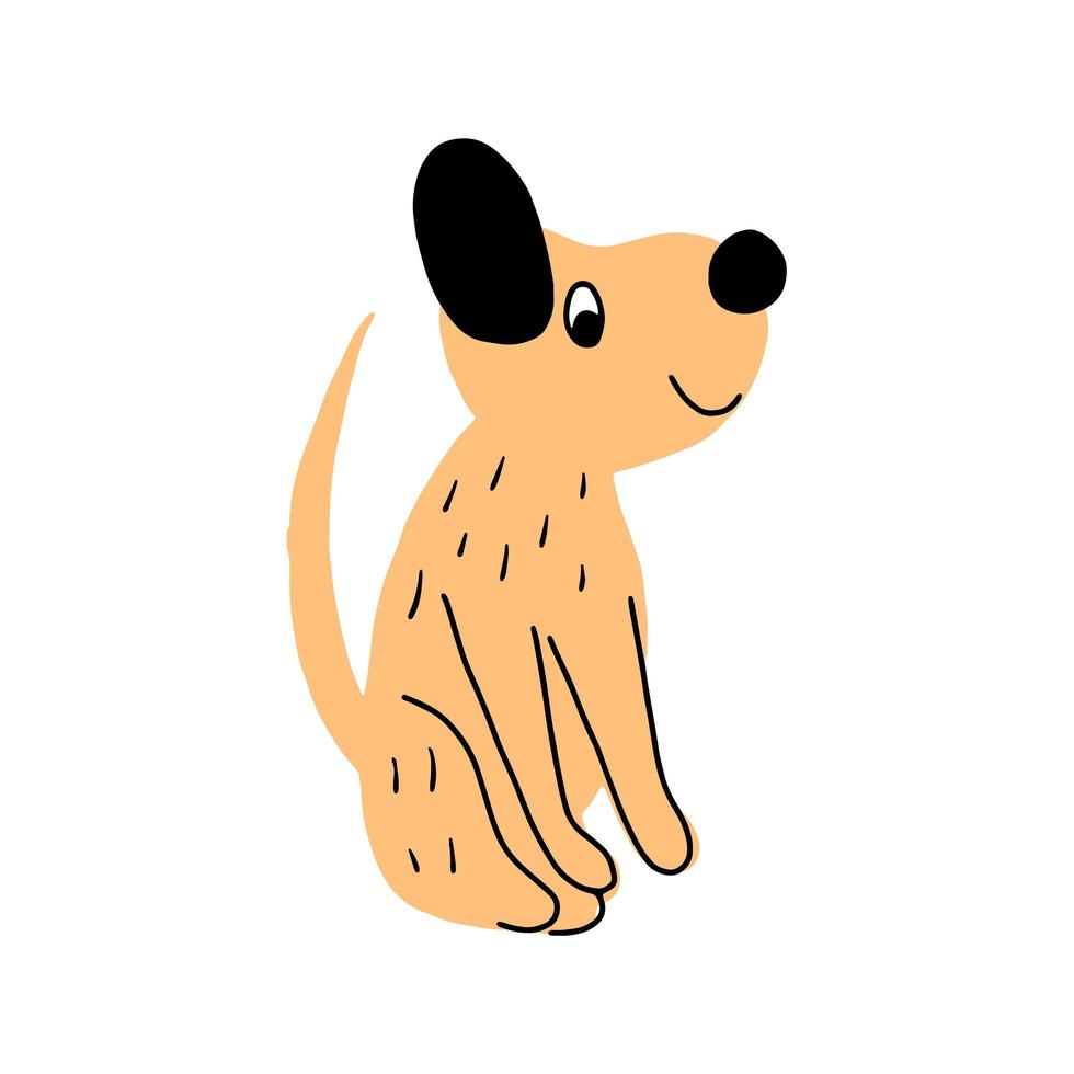 schattige hond cartoon hand getekende vectorillustratie. kan worden gebruikt voor t-shirt print, kids wear fashion design, baby shower uitnodigingskaart. vector