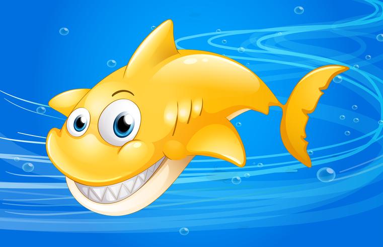 Een gele haai onder water vector