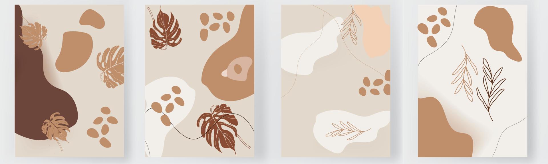 set abstracte posters kunst papier tropische kaart, poster, banner, moderne lijn vorm grafisch kunstwerk decoratie natuur blad kunstenaar plant print banner ontwerp pagina vectorillustratie vector