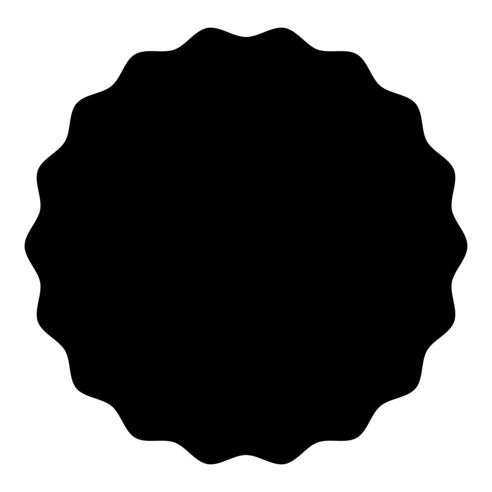 ronde element met golvende randen cirkel label sticker pictogram zwarte kleur vector illustratie vlakke stijl afbeelding