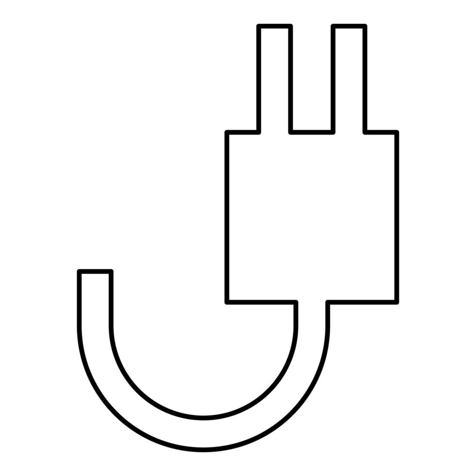 elektrische vork met draad contour overzicht pictogram zwarte kleur vector illustratie vlakke stijl afbeelding