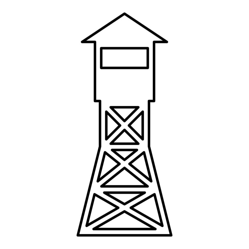 uitkijktoren overzicht boswachter brand site contour overzicht pictogram zwarte kleur vector illustratie vlakke stijl afbeelding