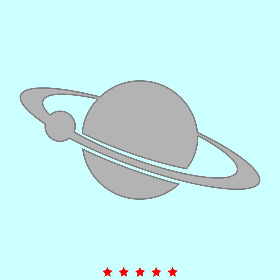 planeet met satelliet op de ring is het icoon. vector