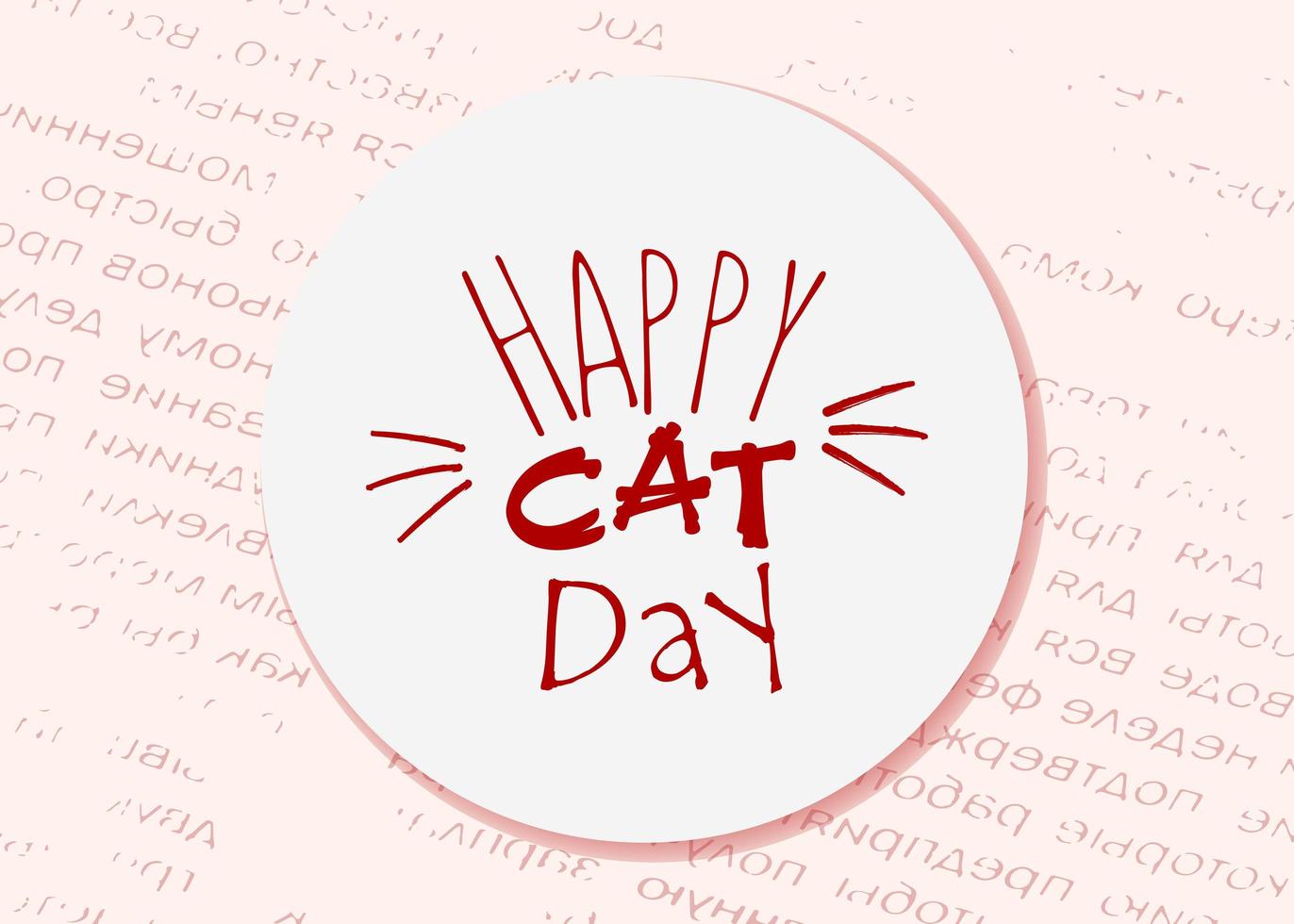 wereld kattendag. internationale feestdag. vectorillustratie. belettering op een roze achtergrond. vector