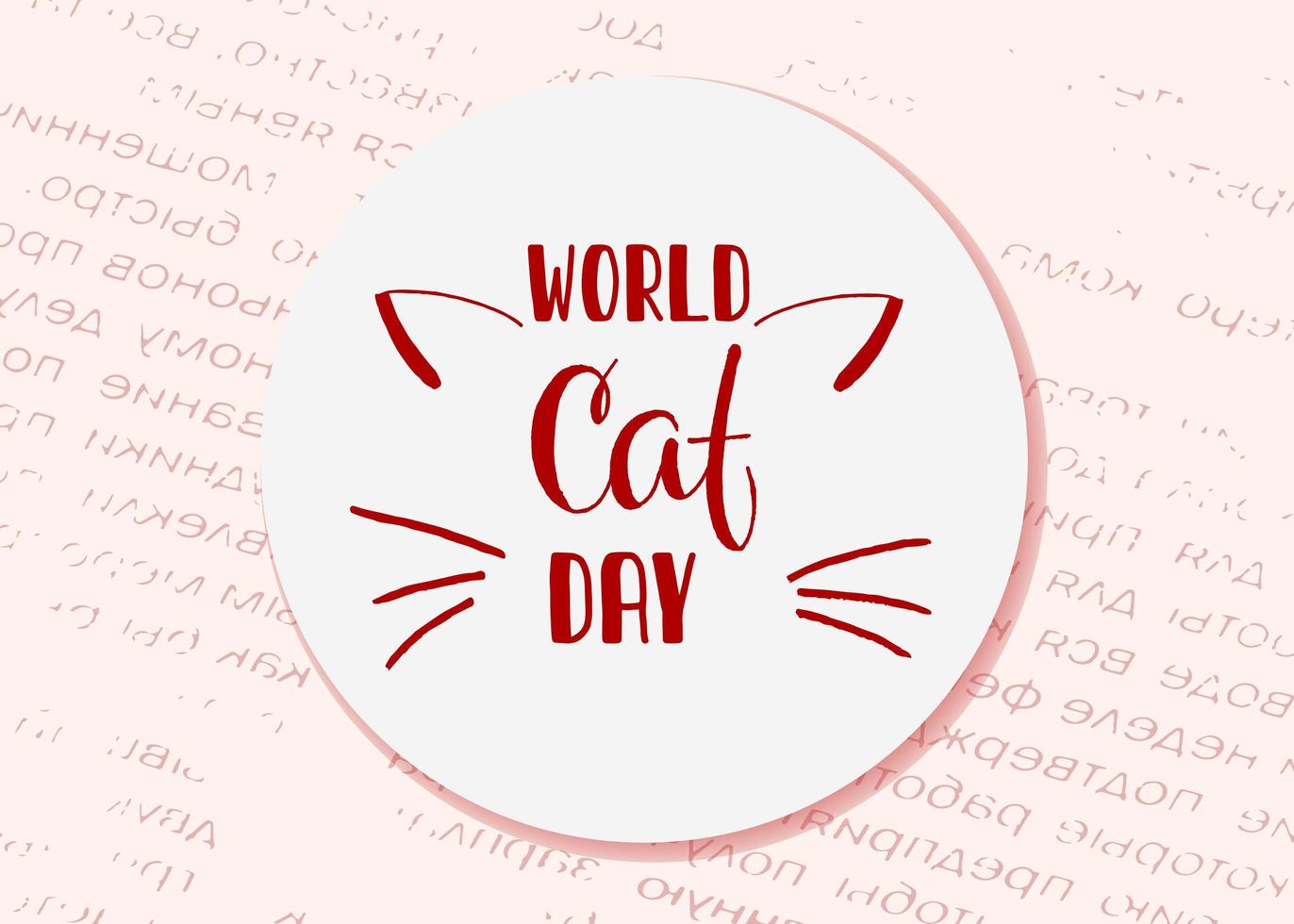 wereld kattendag. internationale feestdag. vectorillustratie. belettering op een roze achtergrond. vector