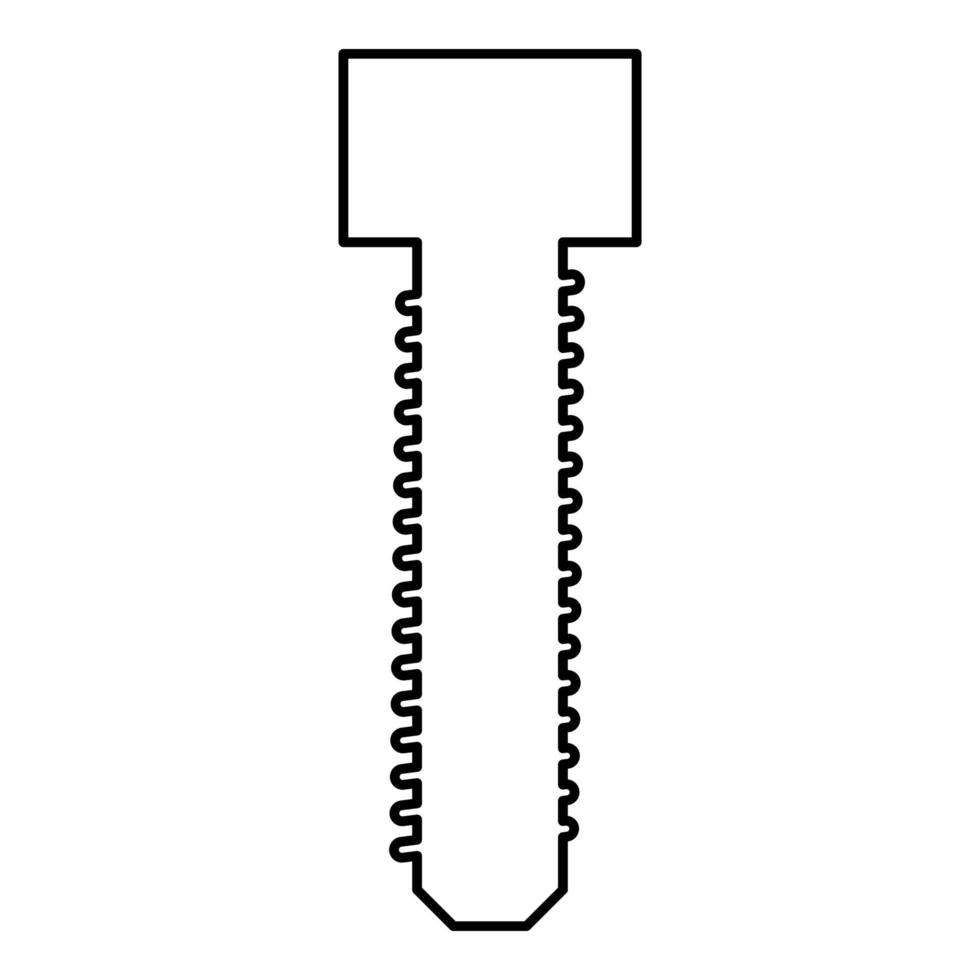 schroef bout dag contour overzicht pictogram zwarte kleur vector illustratie vlakke stijl afbeelding