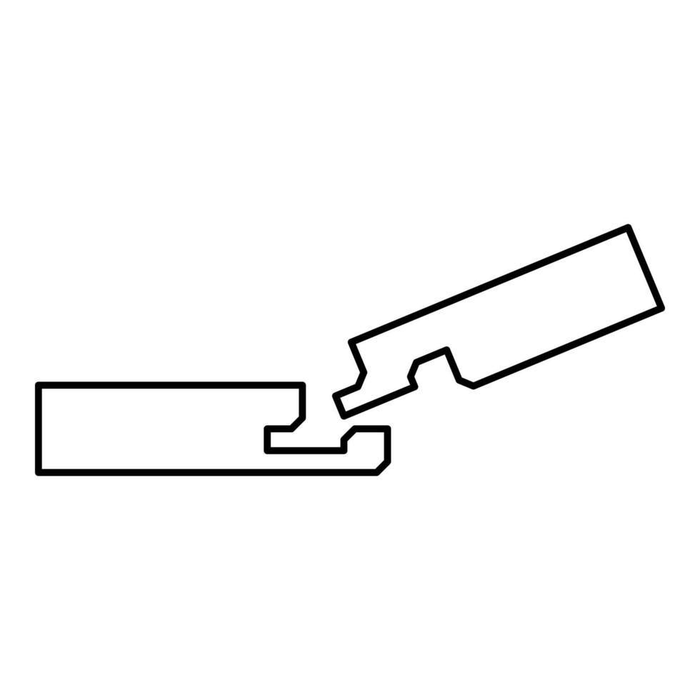 laminaat verbinding vloeren service gezamenlijke systeem concept tong groef contour overzicht pictogram zwarte kleur vector illustratie vlakke stijl afbeelding