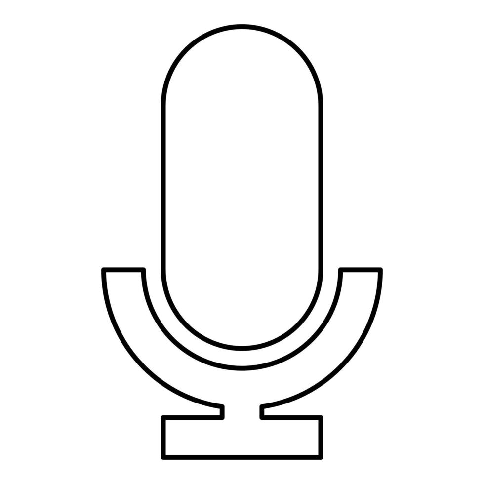 microfoon contour overzicht pictogram zwarte kleur vector illustratie vlakke stijl afbeelding