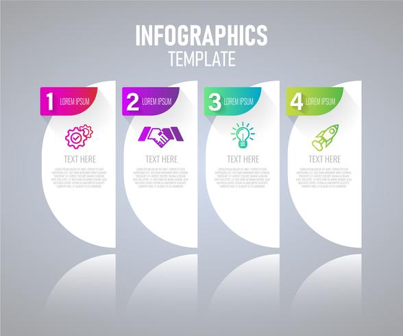 Infographicselementen met 4 stappen voor presentatieconcept, grafiek van bedrijfs planning, verwerkingstijdlijn. vectorillustratie vector