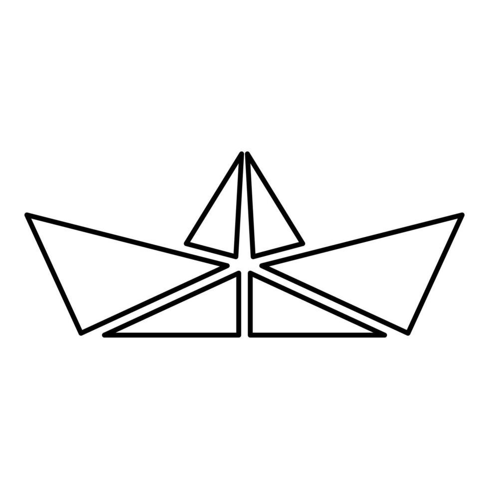 papier schip boot origami contour overzicht pictogram zwarte kleur vector illustratie vlakke stijl afbeelding