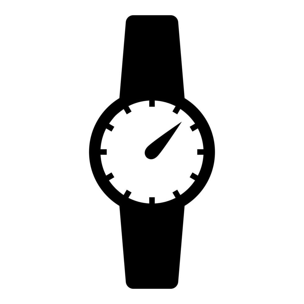 polshorloge hand klok uurwerk chronometer pictogram zwarte kleur vector illustratie vlakke stijl afbeelding