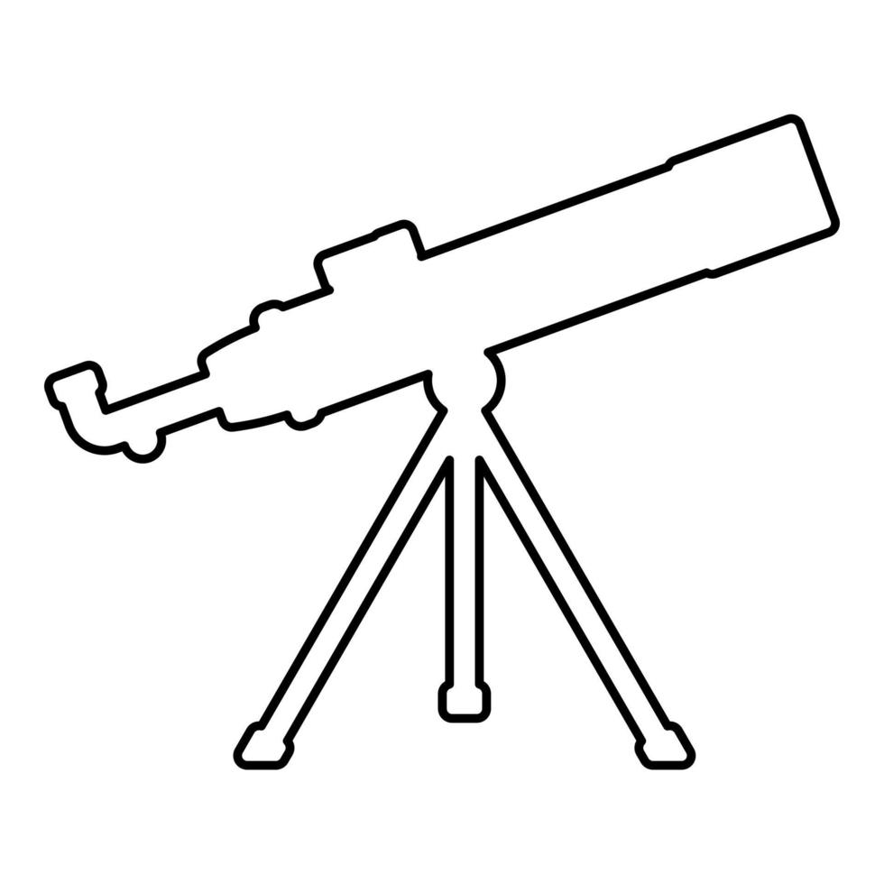 telescoop wetenschap gereedschap onderwijs astronomie apparatuur contour overzicht pictogram zwarte kleur vector illustratie vlakke stijl afbeelding