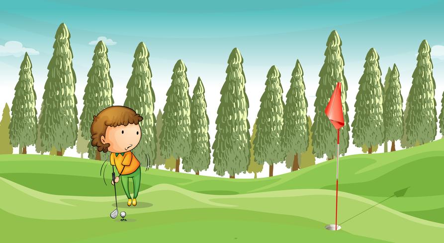 jongen golfen vector