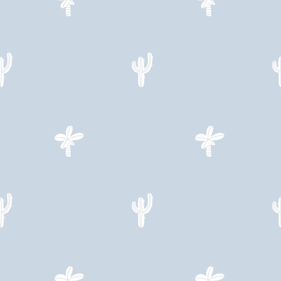 vector tropische hand getrokken planten cactus palmbomen. zomer baby jongen naadloze patroon exotische achtergrond voor retro trendy textuur, textiel, stof, sportkleding illustratie