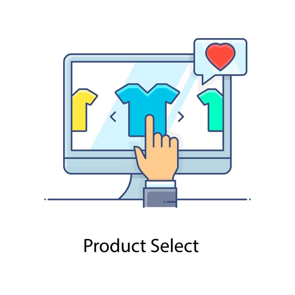 een proces van productselectie weergegeven in plat pictogram vector