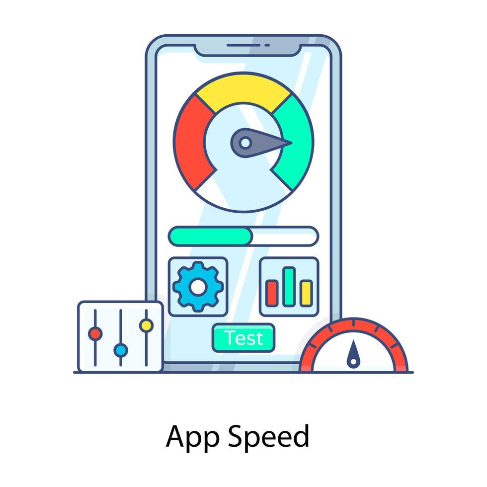 applicatieprestaties, plat overzichtspictogram van app-snelheid vector