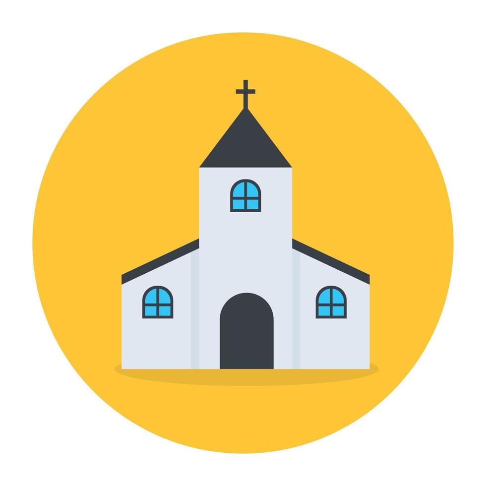 een christendom huis vector stijl, kerk plat pictogram ontwerp