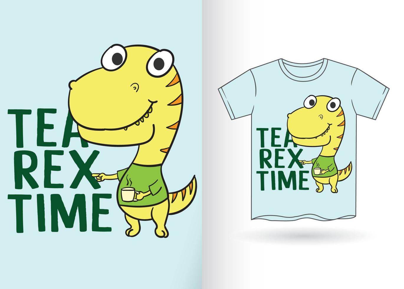 handgetekende schattige dino voor t-shirt vector