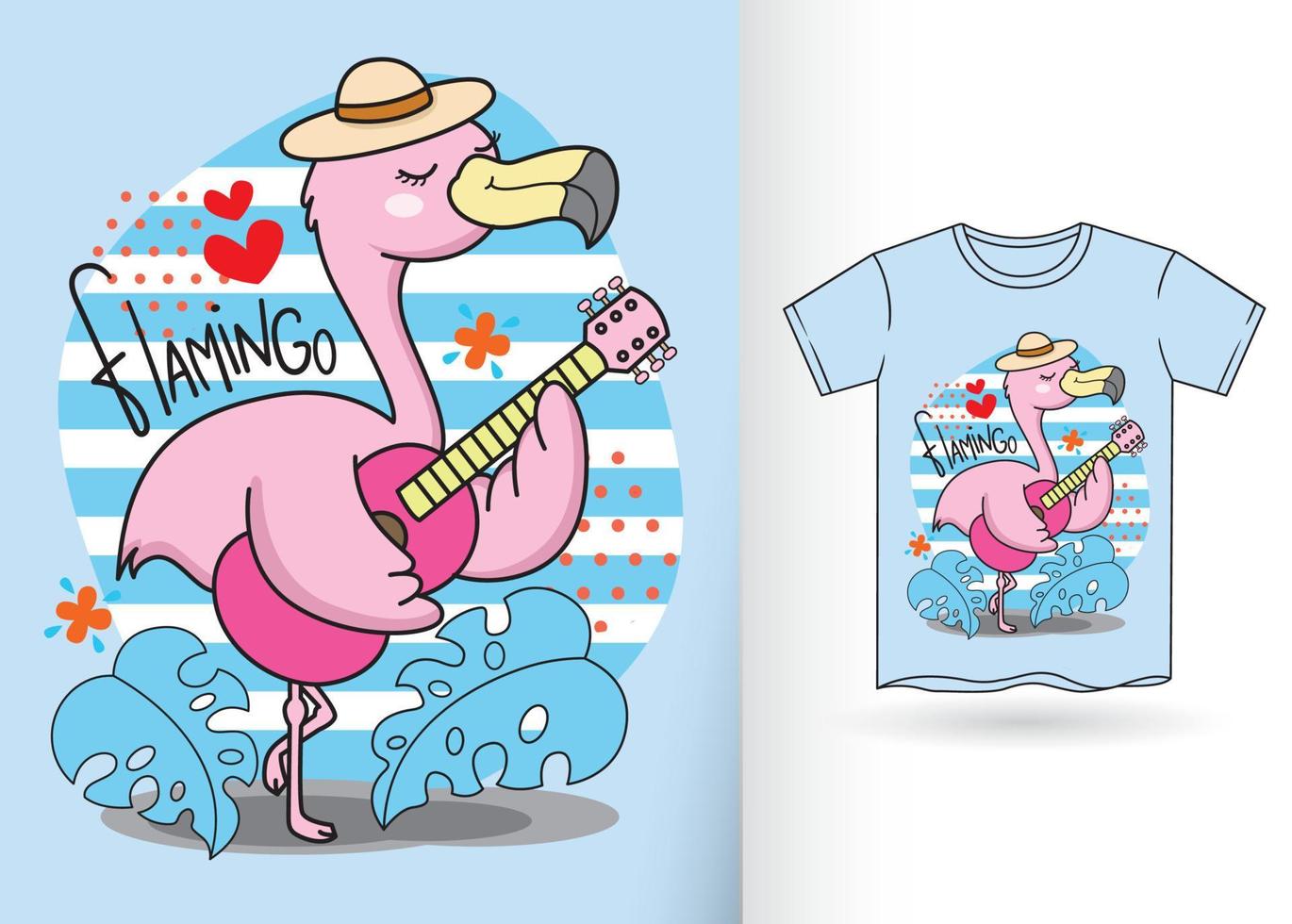 schattige flamingo illustratie voor t-shirt vector