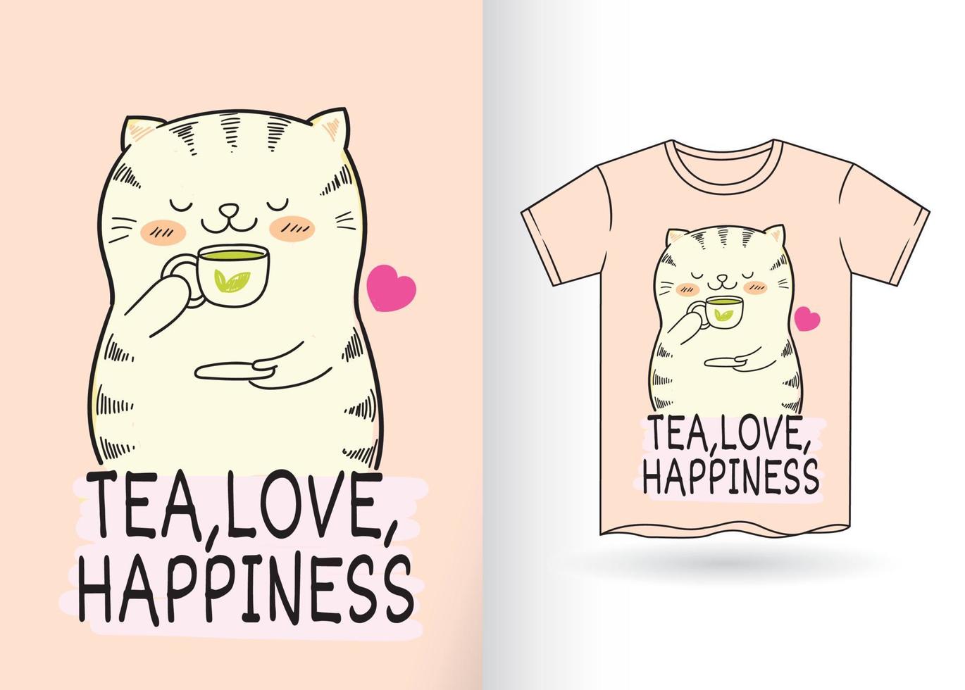 schattige kat cartoon schets stijl voor t shirt.eps vector