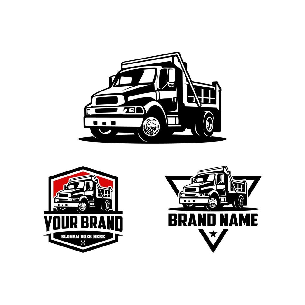 set van dump truck logo vector