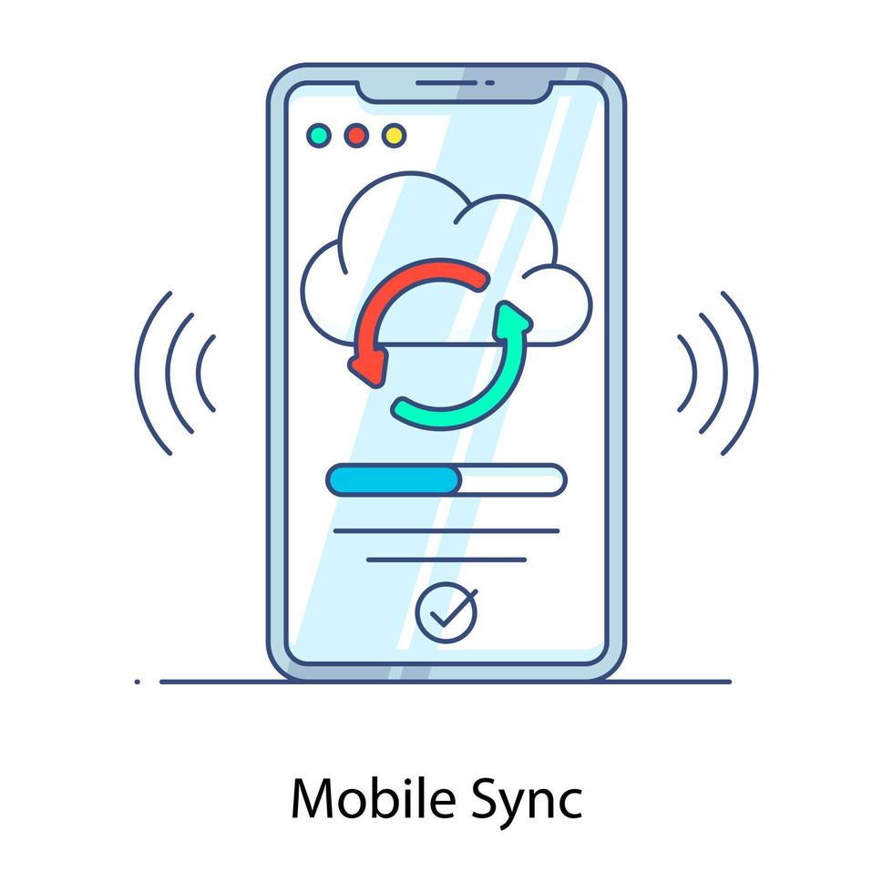 mobiel sync plat overzichtspictogram, verfrissend vector