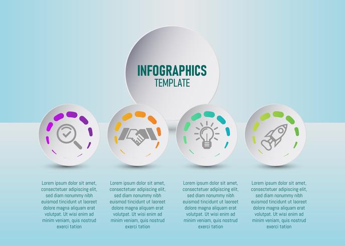 De vector van kleurrijke infographics sjabloon voor uw bedrijfsplanning met 4 stappen, tijdlijn infographic elementen voor uw marketing. platte vector.