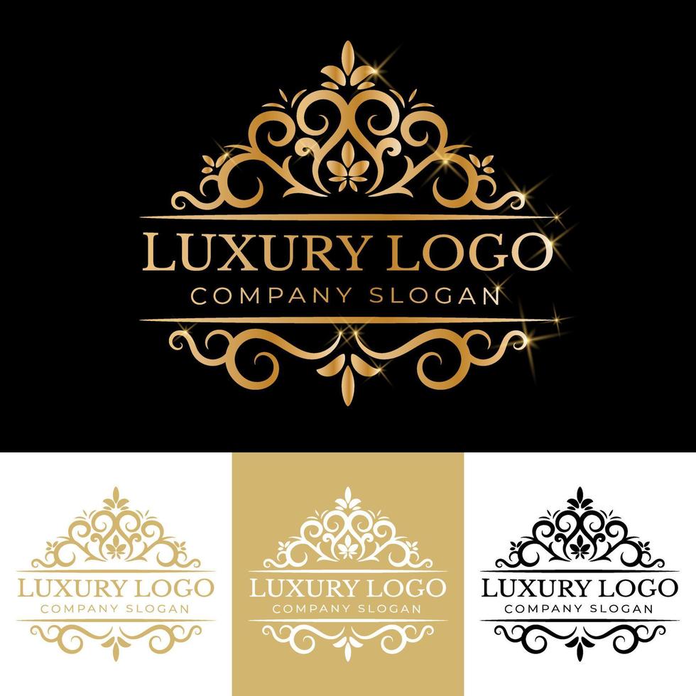 gouden kalligrafische bloemen hand getekende monogram antieke vintage stijl luxe logo ontwerp vector