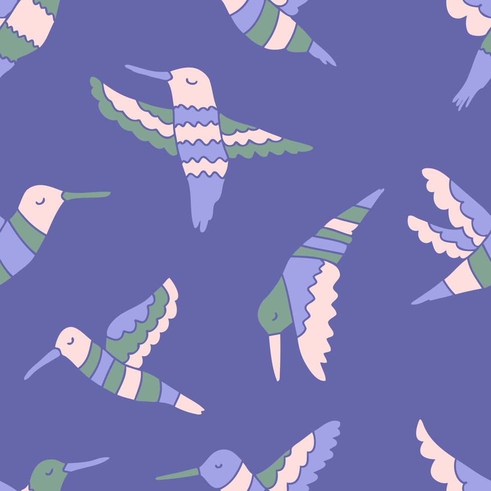 doodle vliegende kolibries naadloze patroon. vector