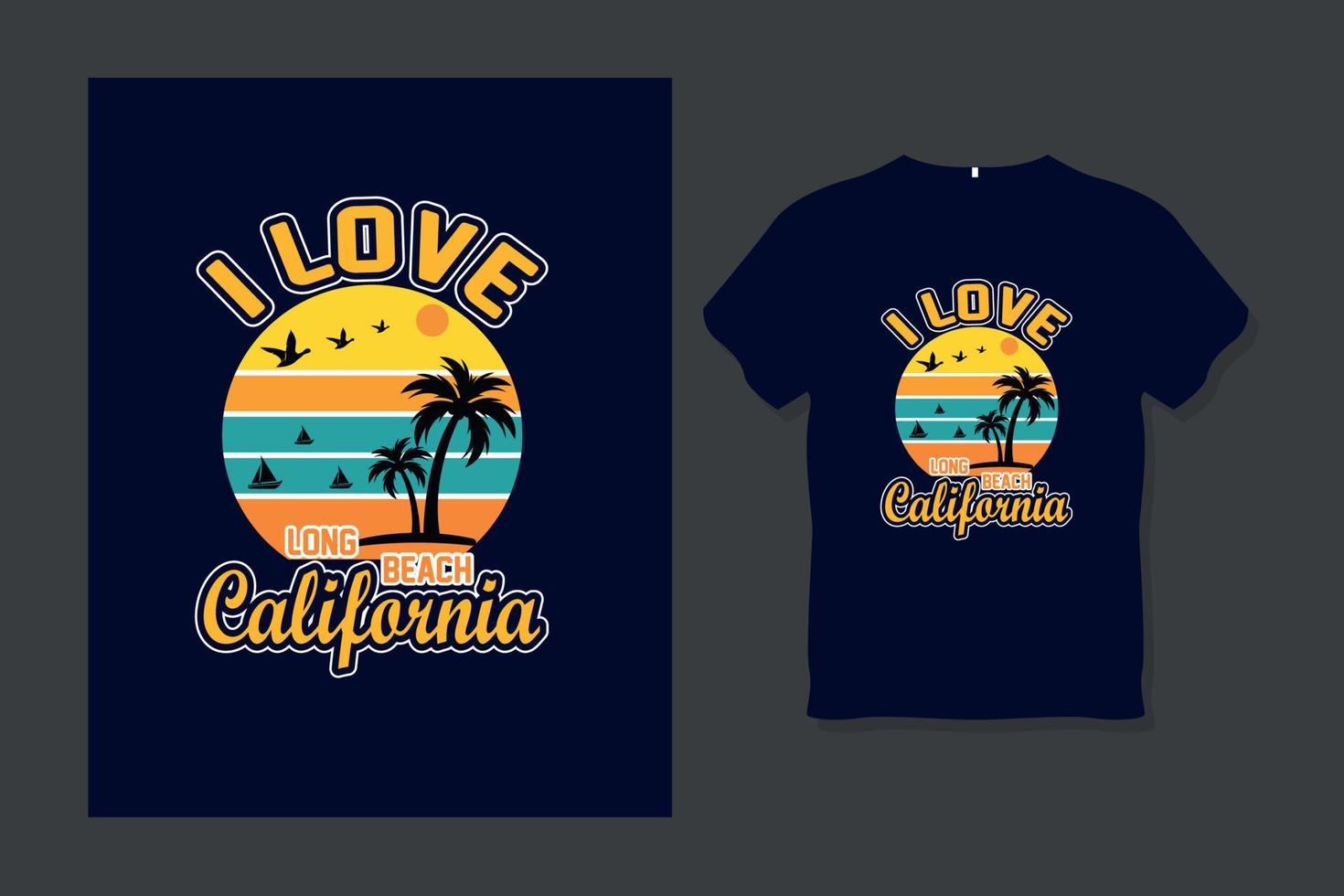 ik hou van lange strand zomer t-shirt design vector