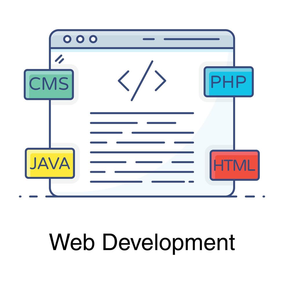 html broncode van een webpagina, icoon van webontwikkeling vector