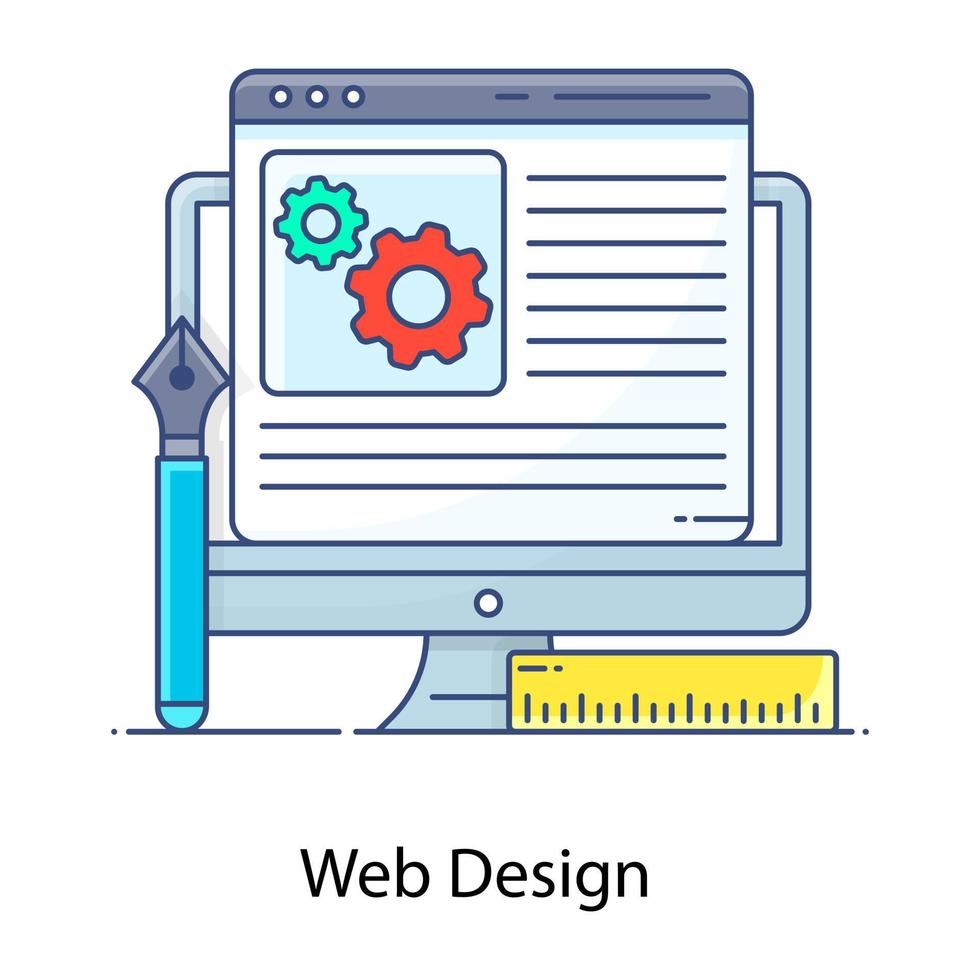 plat overzicht icoon van webdesign, grafisch ontwerpen vector