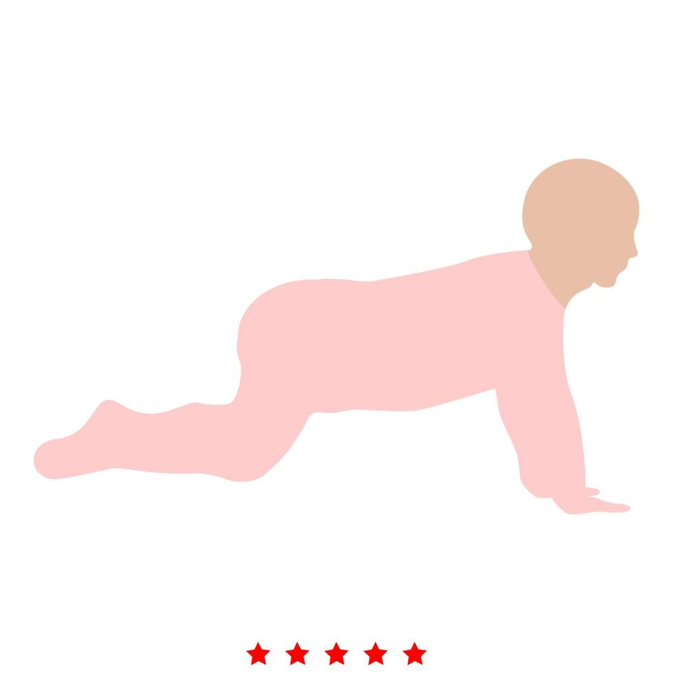 kruipende baby pictogram illustratie kleurvulling stijl vector