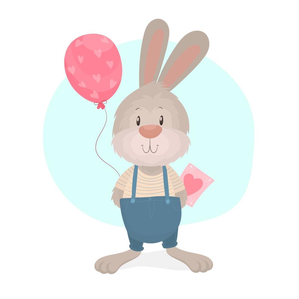 lief konijntje met ballon. klein konijntje. vector